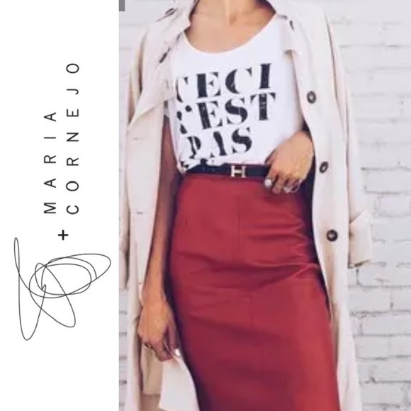 Zero + Maria Cornejo Rai Stretch Leather Skirt - Picture 1 of 14